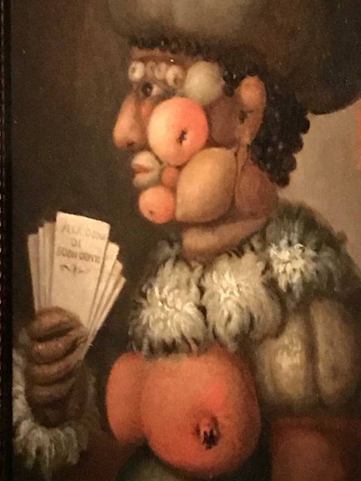 Weibliches Porträ taus Obst gemacht.Nachfolger von Giuseppe Arcimboldo. 16.Jh